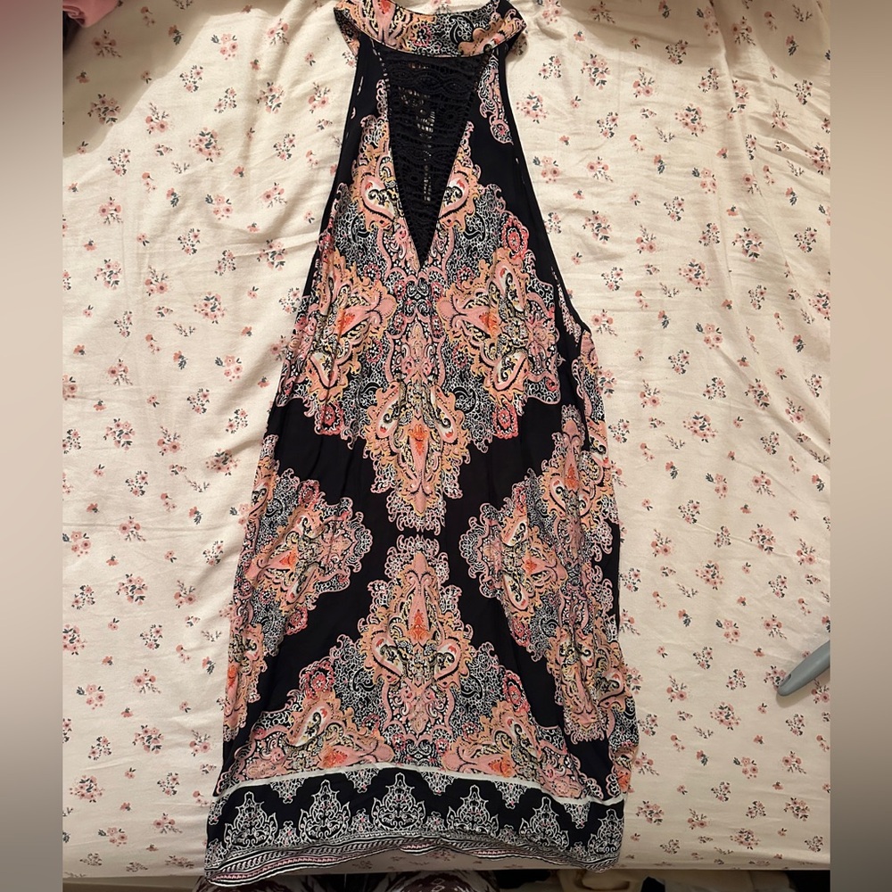 Band of Gypsies Black Dress with Pink Paisley Accents